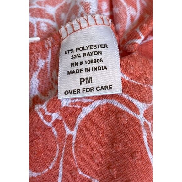 Emily Daniels Coral Floral Print Textured Tunic Top with Keyhole Neckline SizePM - Picture 5 of 10